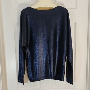 NWT Lauren Ralph Lauren Shimmery Navy Top - Size S